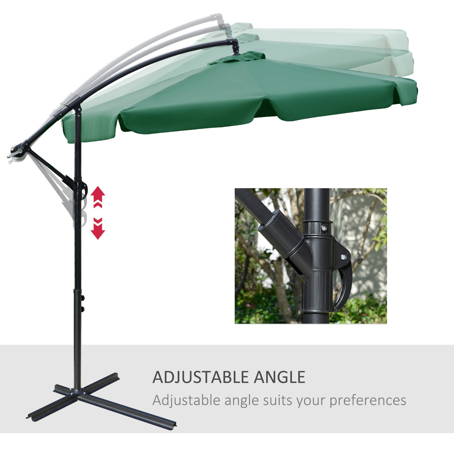 2.7m Garden Parasol Cantilever Umbrella with Crank Handle