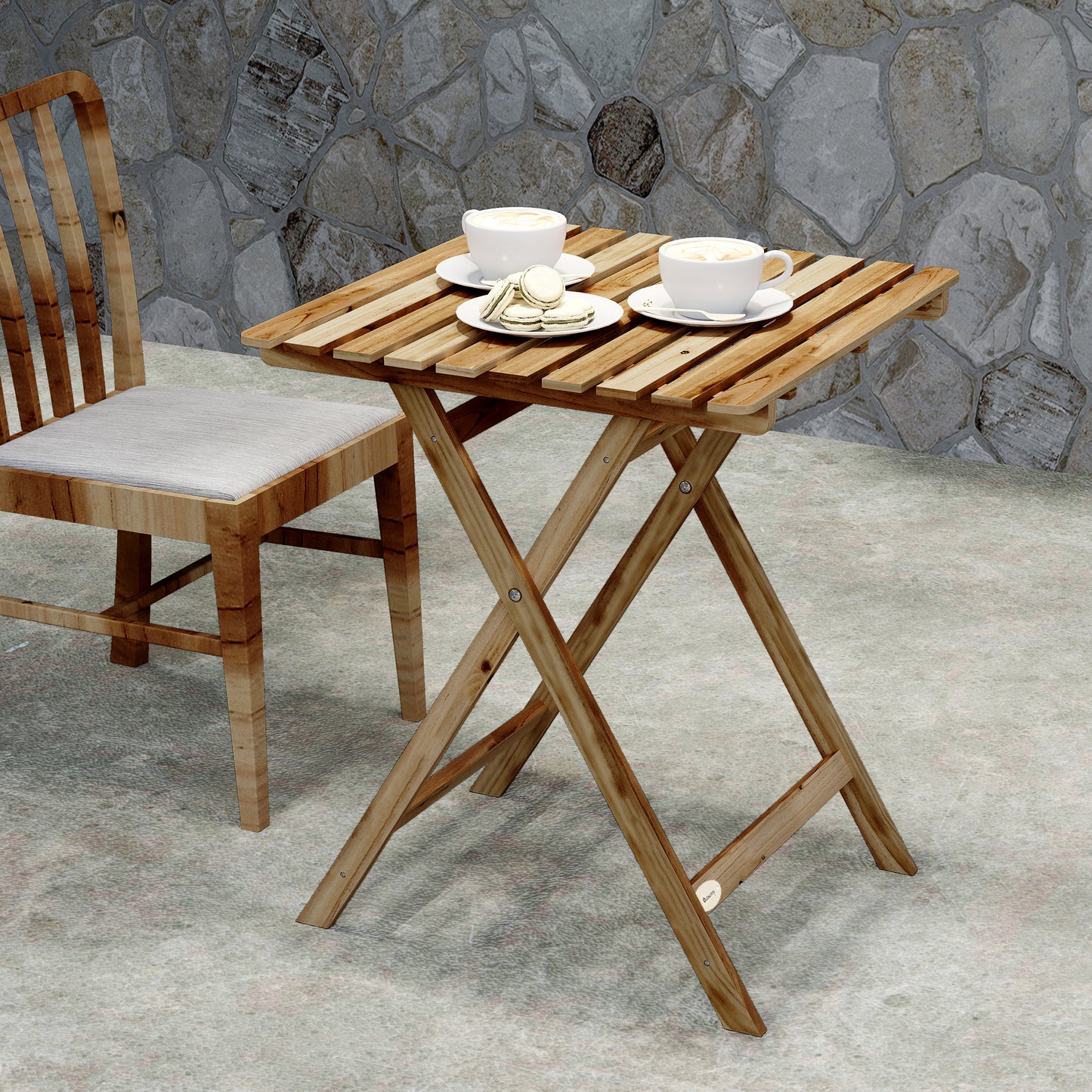 Outdoor Coffee Table Foldable Wooden Garden Table for Patio Balcony