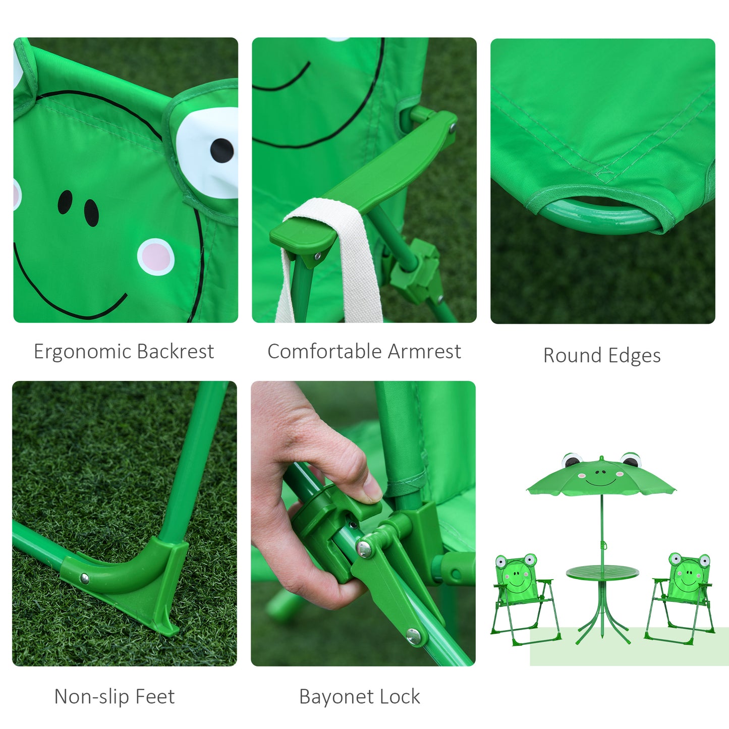 Kids Folding Picnic Table Chair Set w/ Parasol
