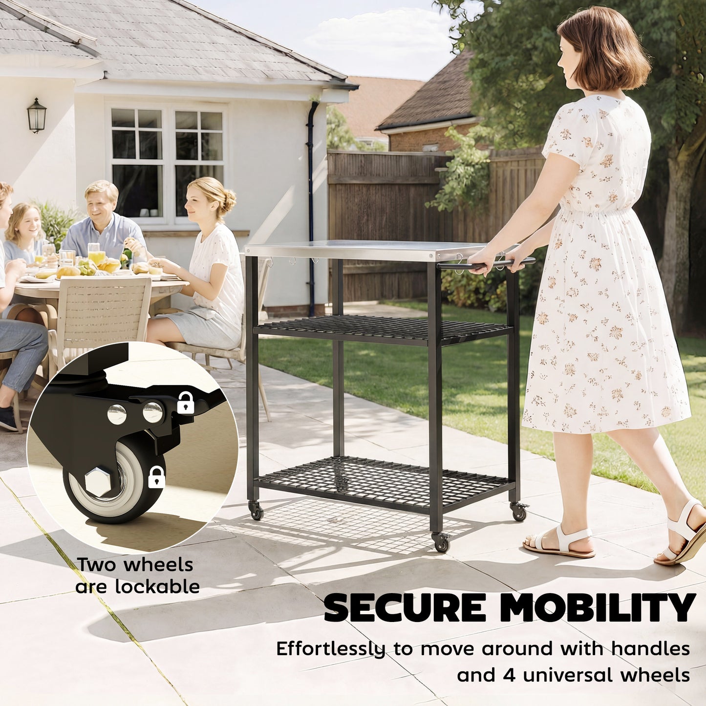 Outdoor Grill Cart with Stainless Steel Tabletop (2)
