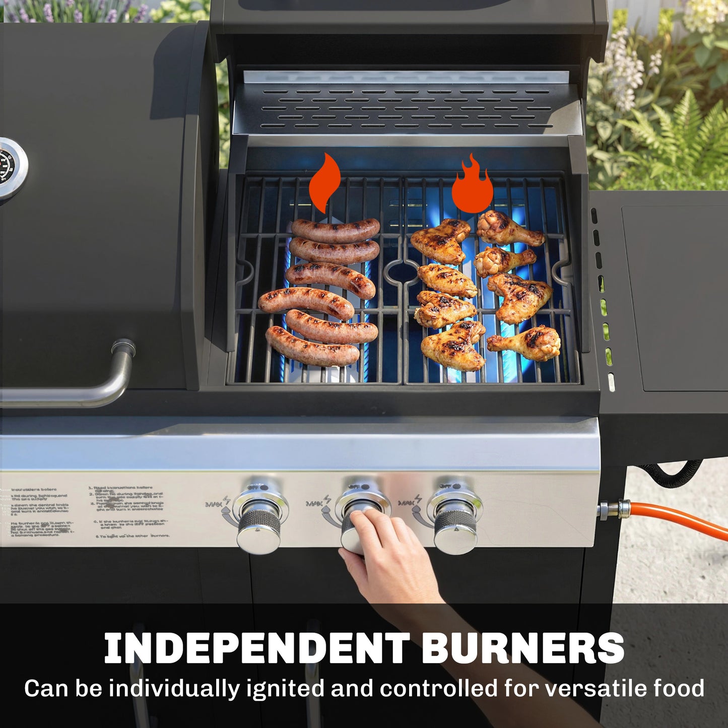 2+1 Burner Hybrid Dual Fuel BBQ Gas Grill