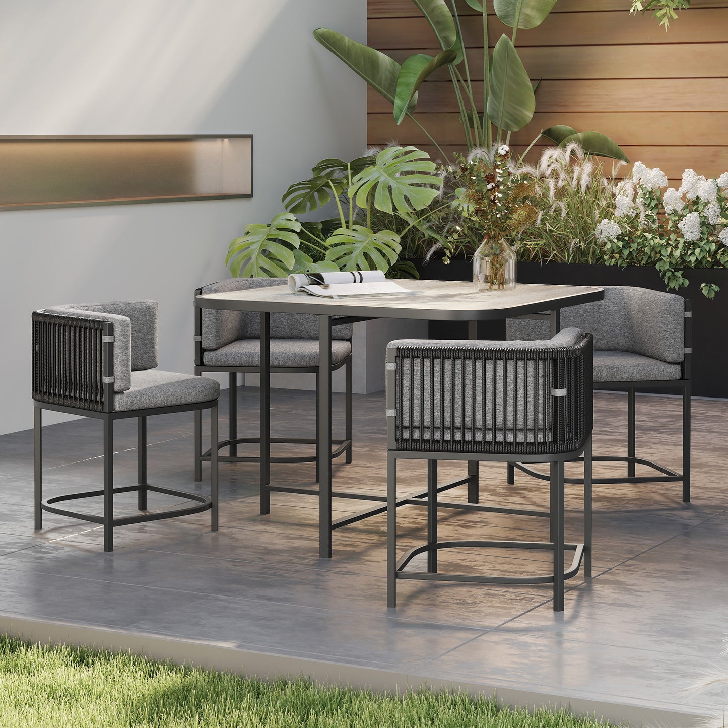 4-Seater Rattan Cube Garden Furniture Set with Cushions