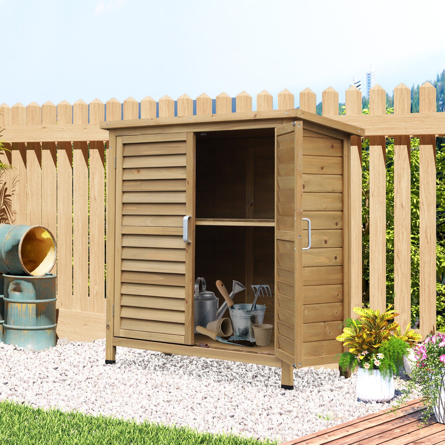 Garden Shed Wooden Garden Storage Shed 2 Door Unit Solid Fir Wood