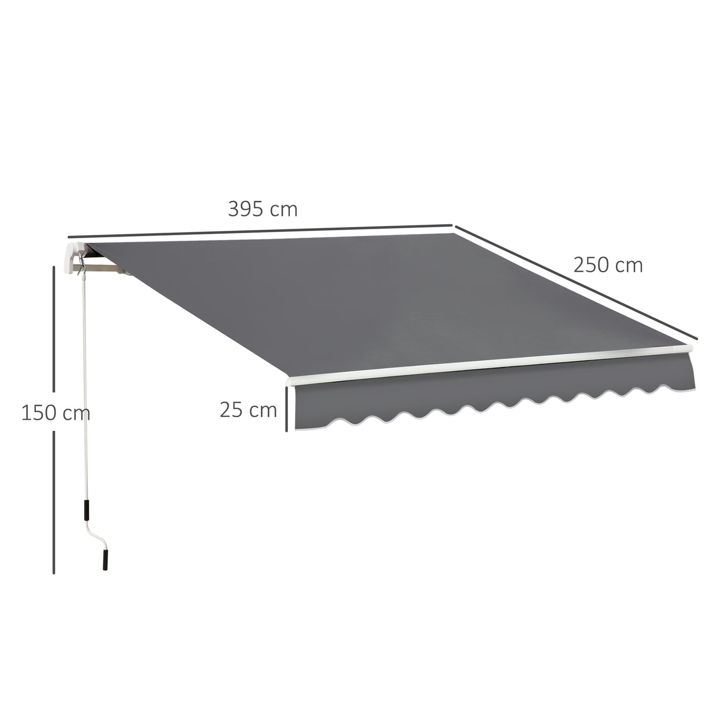 4x2.5m Manual Awning Window Door Sun Weather Shade w/ Handle