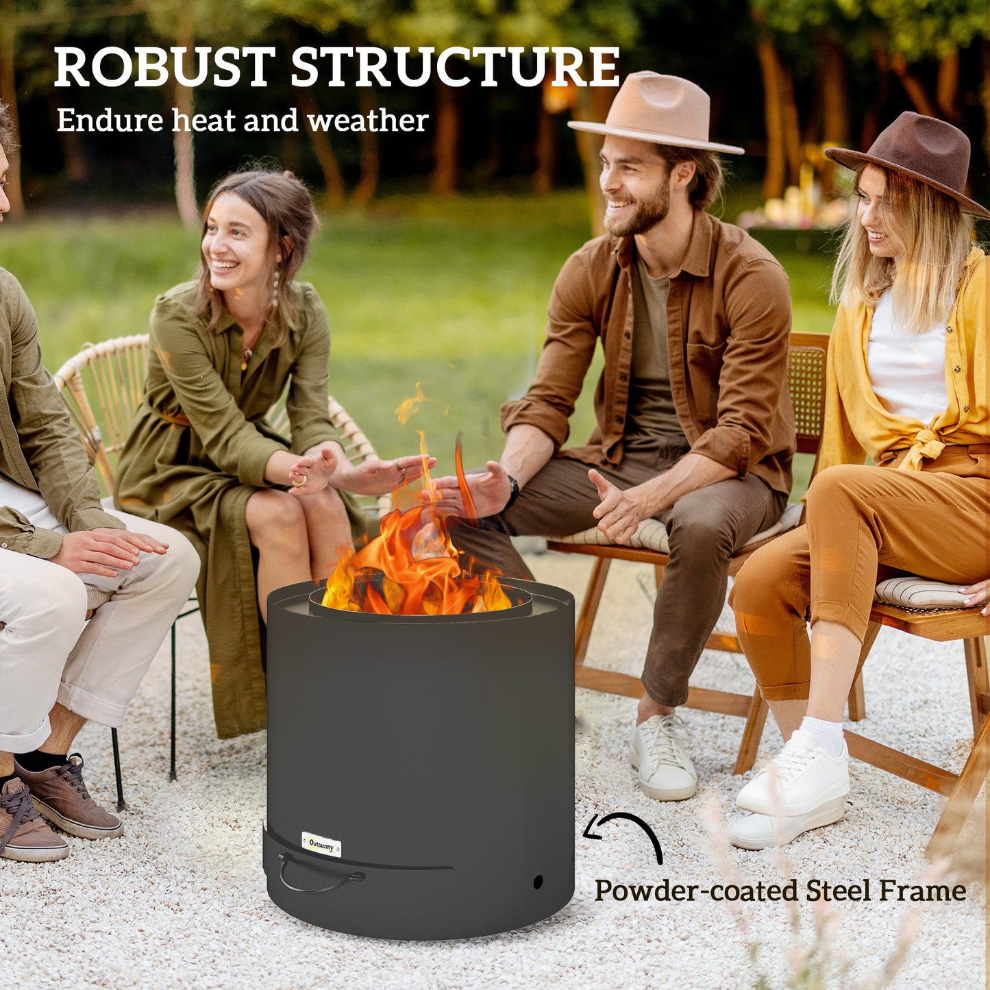 Metal Wood-burning Fire Pit with Fire Poker