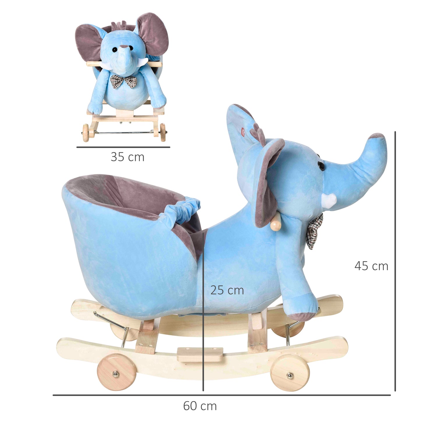 2 In 1 Plush Baby Ride on Rocking Horse Elephant Rocker (1)