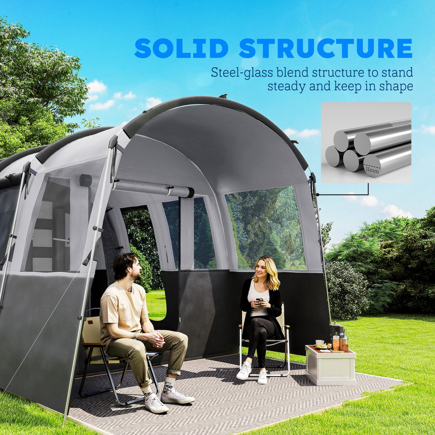 8-Person Camping Tent, Waterproof Family Tent, Tunnel Design