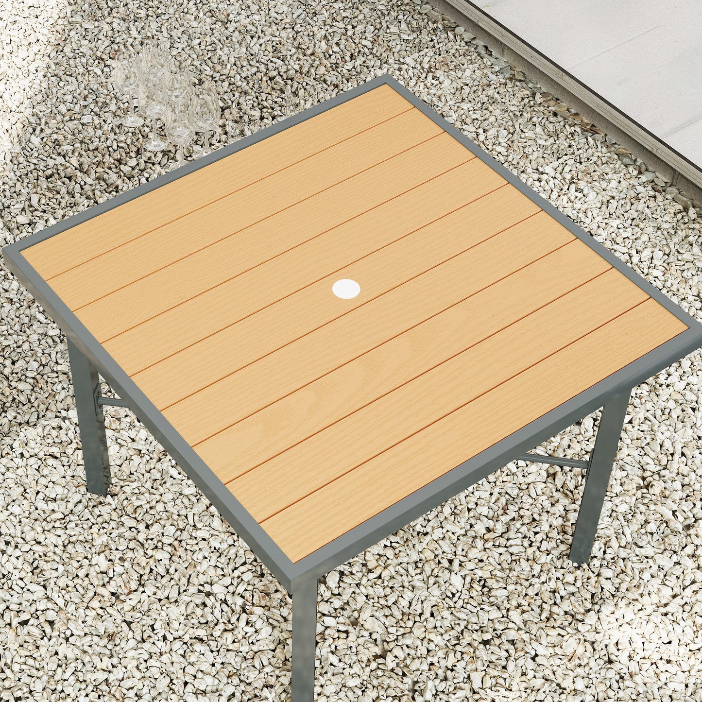Garden Table for 4, 90 cm Rectangular Outdoor Dining Table
