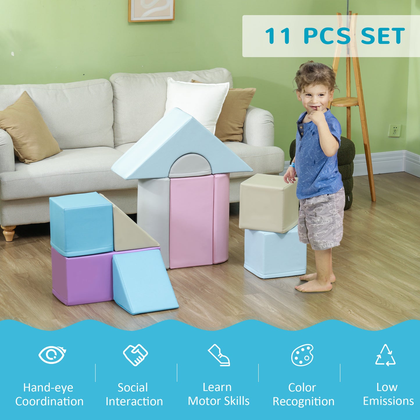 11-Piece Kids Soft Play Set, Foam Block, Toys for Climbing, Crawling