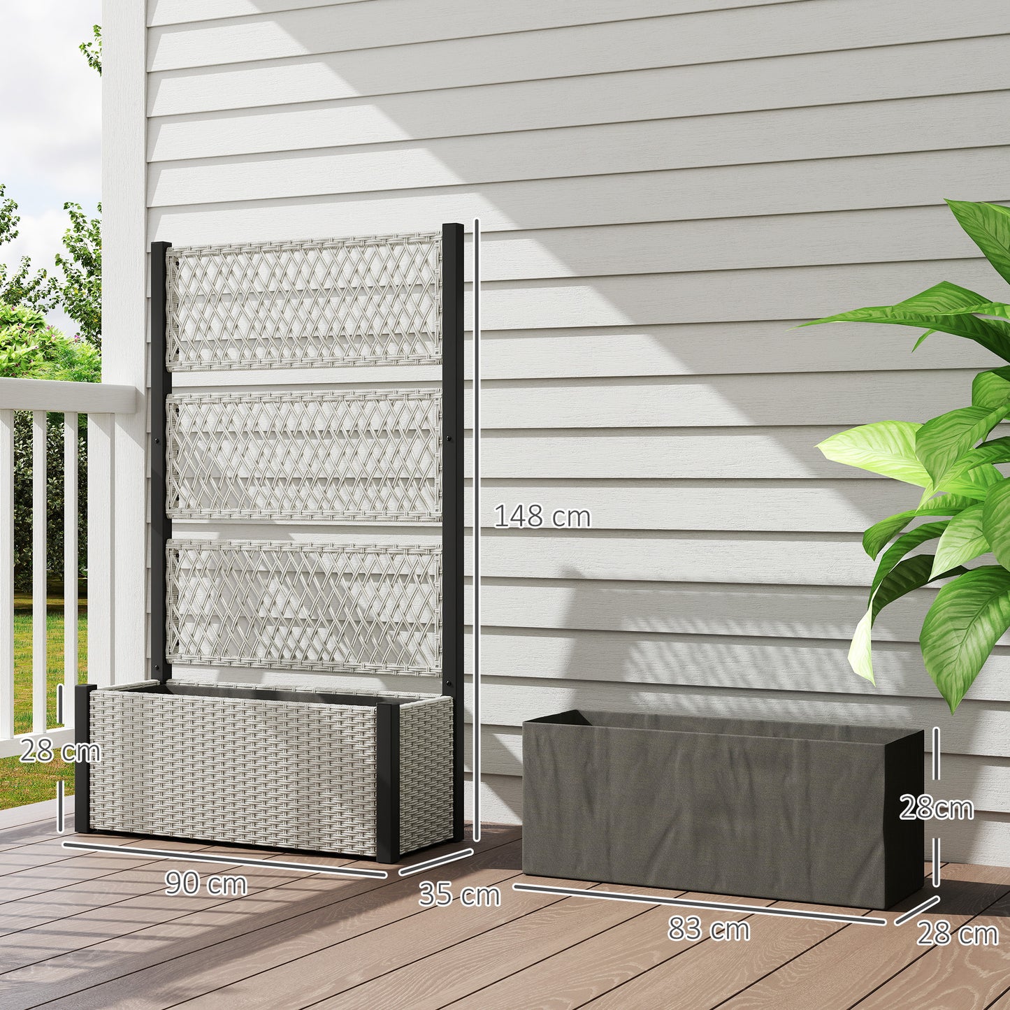 Garden Planter Box with Trellis, Liner for Climbing Plants