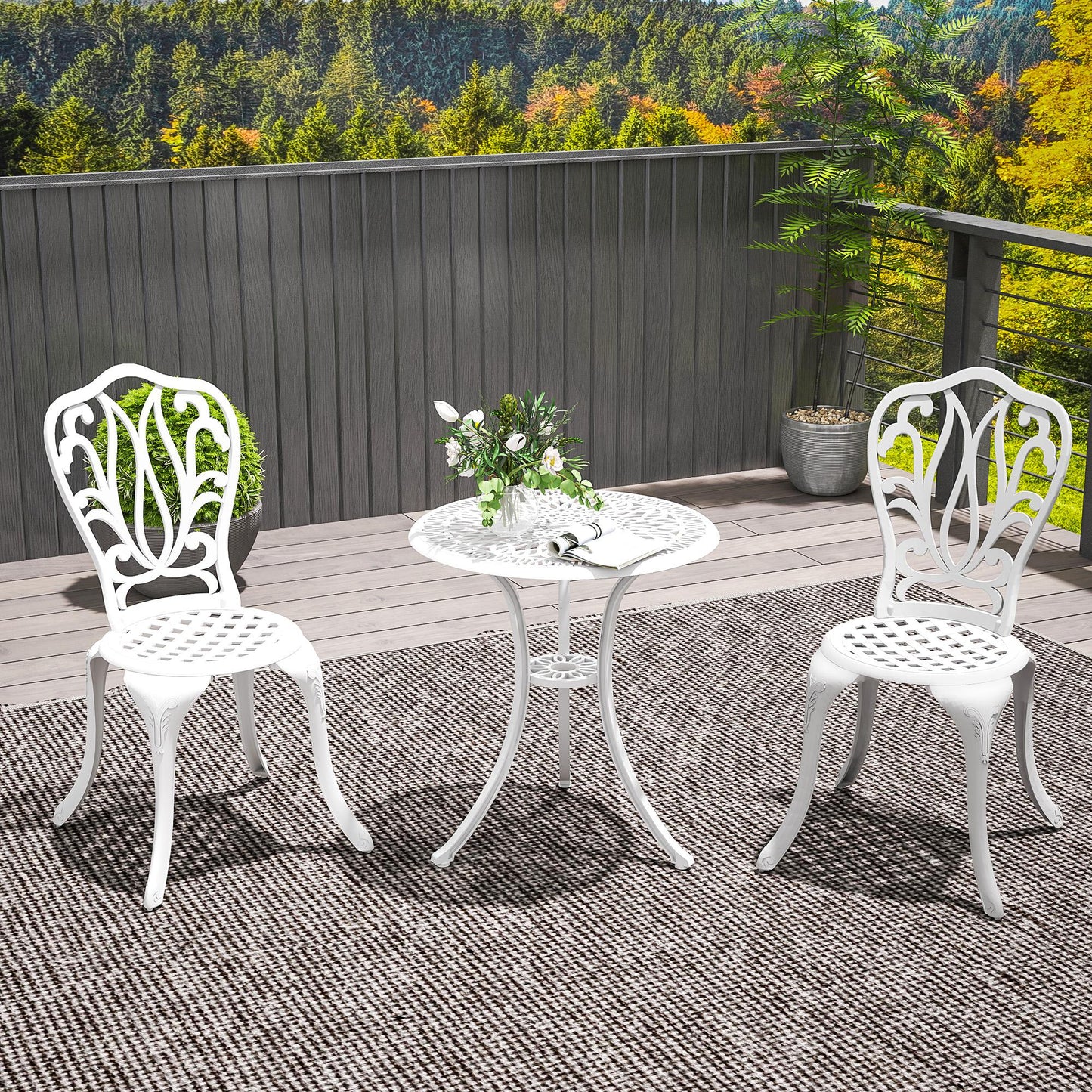 3 Piece Garden Bistro Set, Cast Aluminium Outdoor Furniture Set