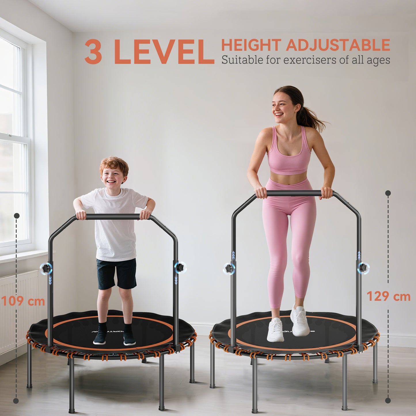 40" Foldable Fitness Trampoline Rebounder with Handle