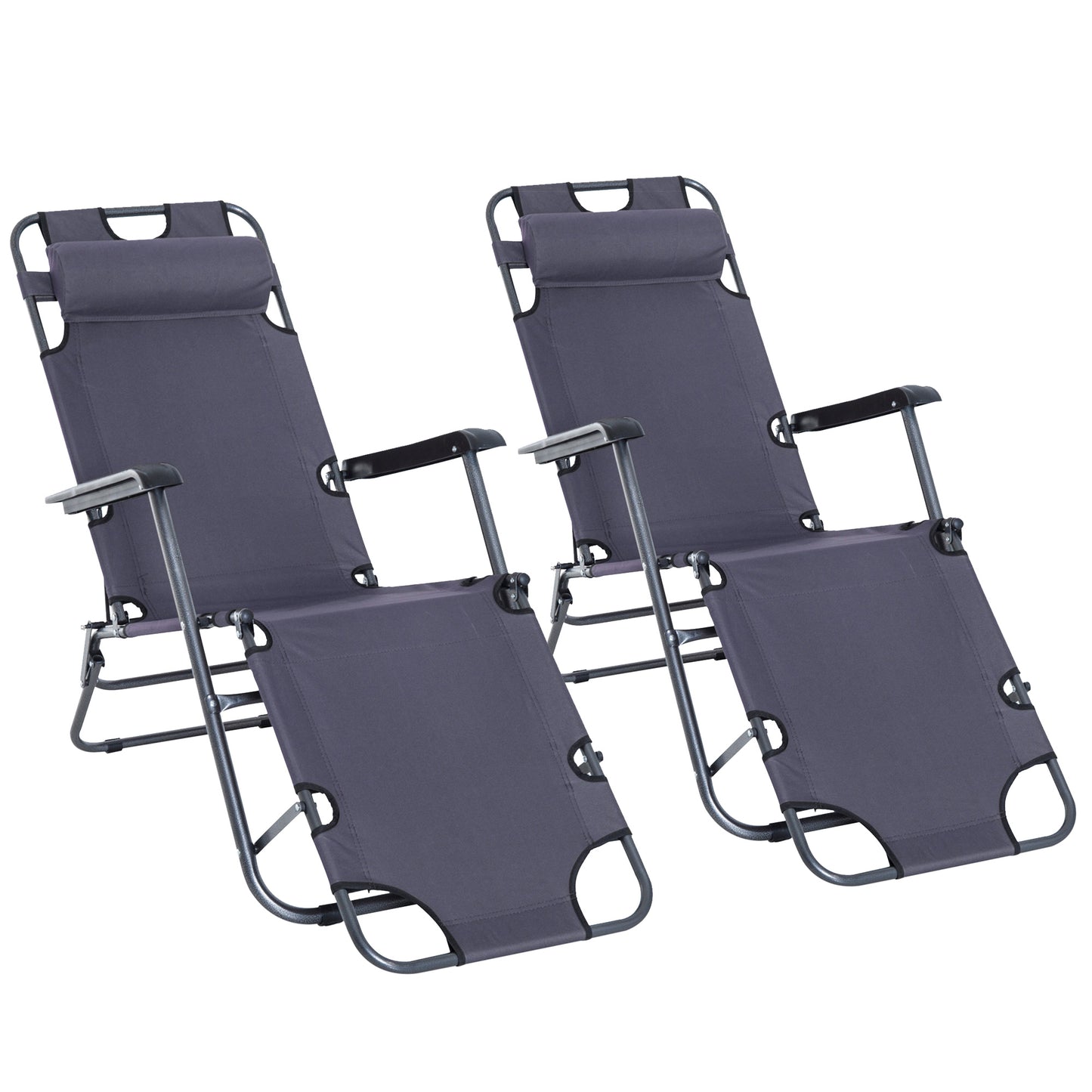2 in 1 Folding Sun Lounger Reclining Garden Chair Set of 2