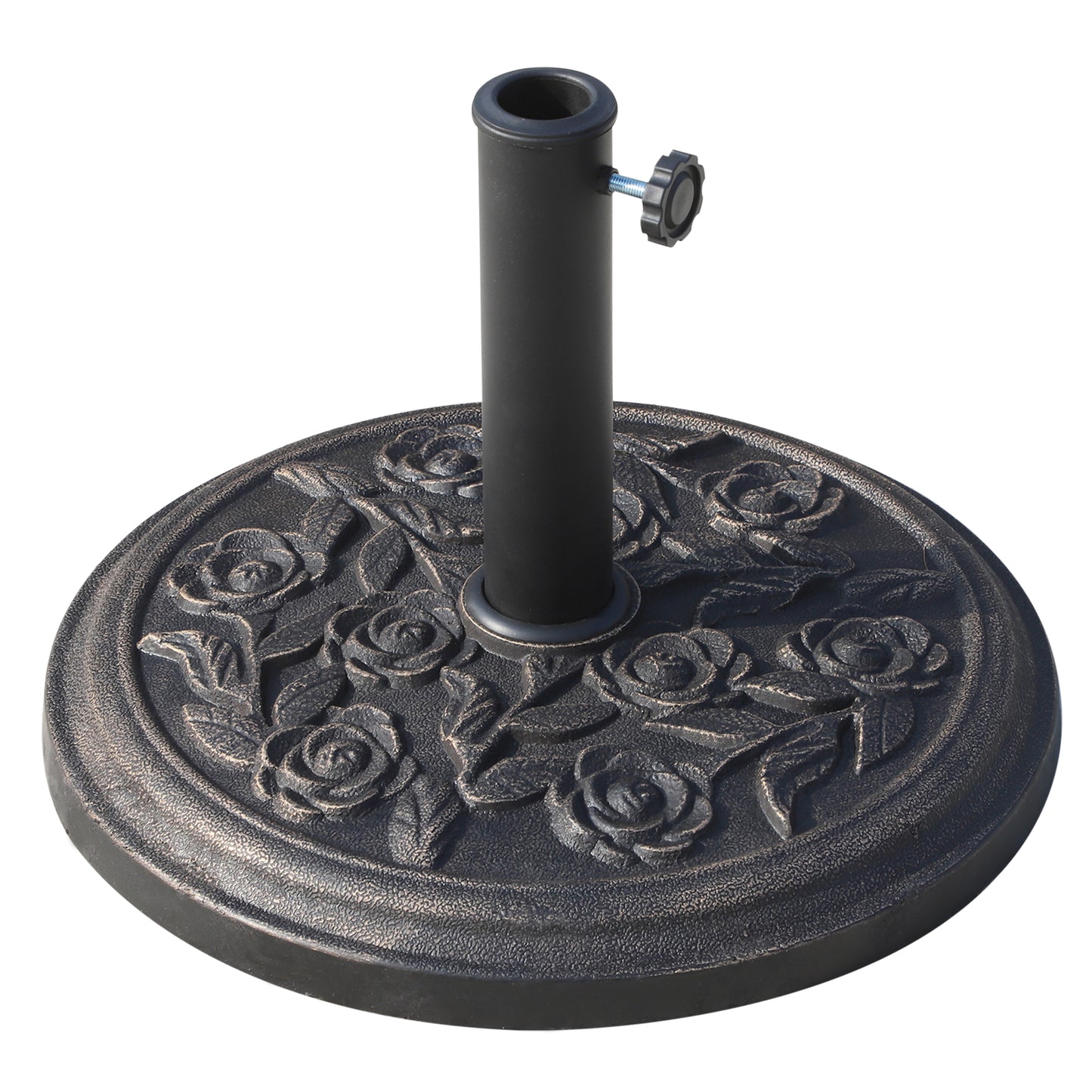9kg Garden Parasol Base, Round Resin Cast Iron Effect Sun Umbrella
