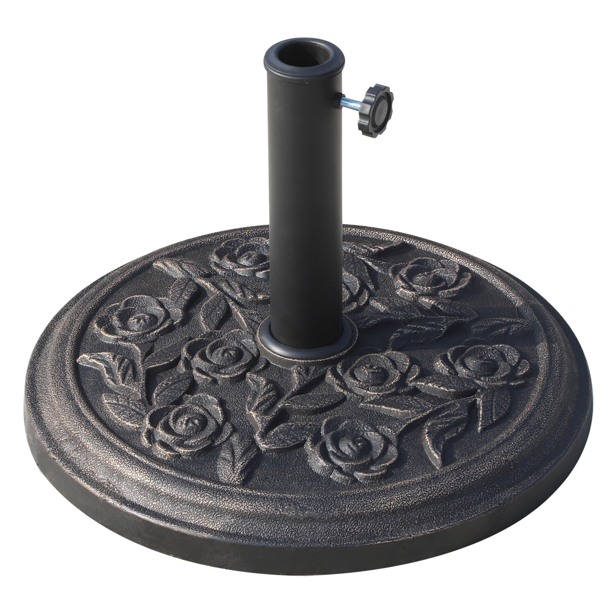 9kg Garden Parasol Base, Round Resin Cast Iron Effect Sun Umbrella