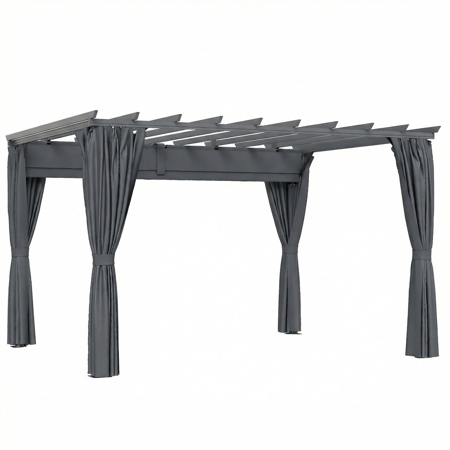 3.6 x 3 m Pergola with Retractable Roof Canopy, Curtains