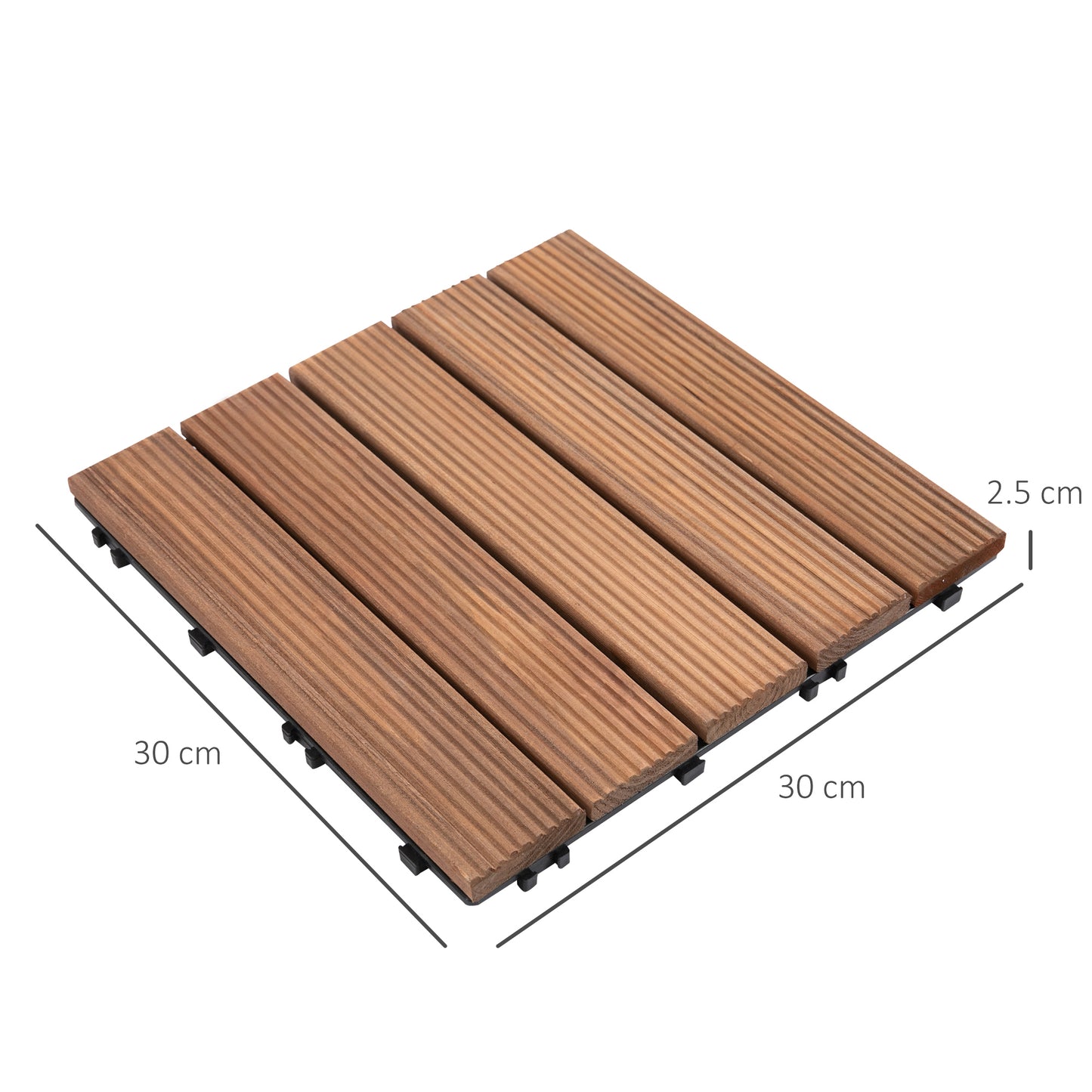 27 Pcs Solid Wood Interlocking Decking Tiles For Patio, Balcony