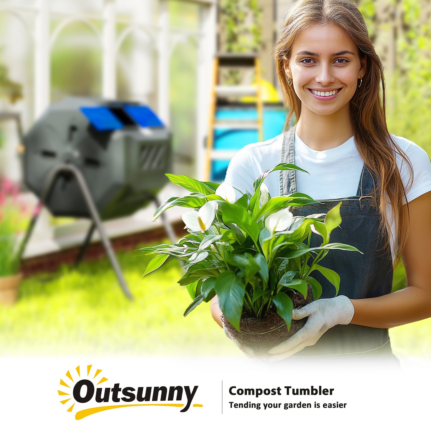 160L 360° Rotating Dual Chamber Composter