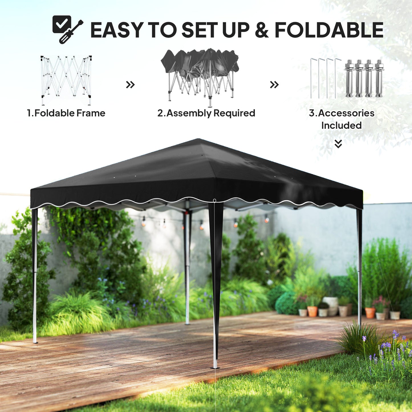 3 x 3cm Adjustable Height Pop-Up Gazebo, with Bag