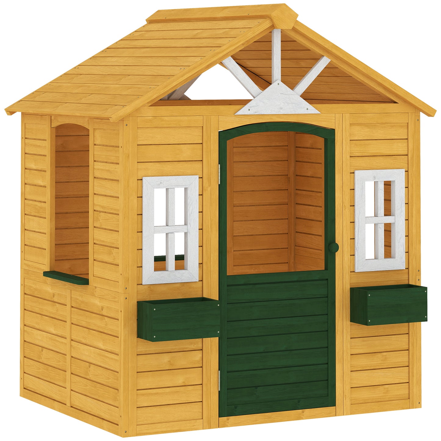 Outdoor Kids Playhouse, Wooden Wendy House with Door, 3 Windows