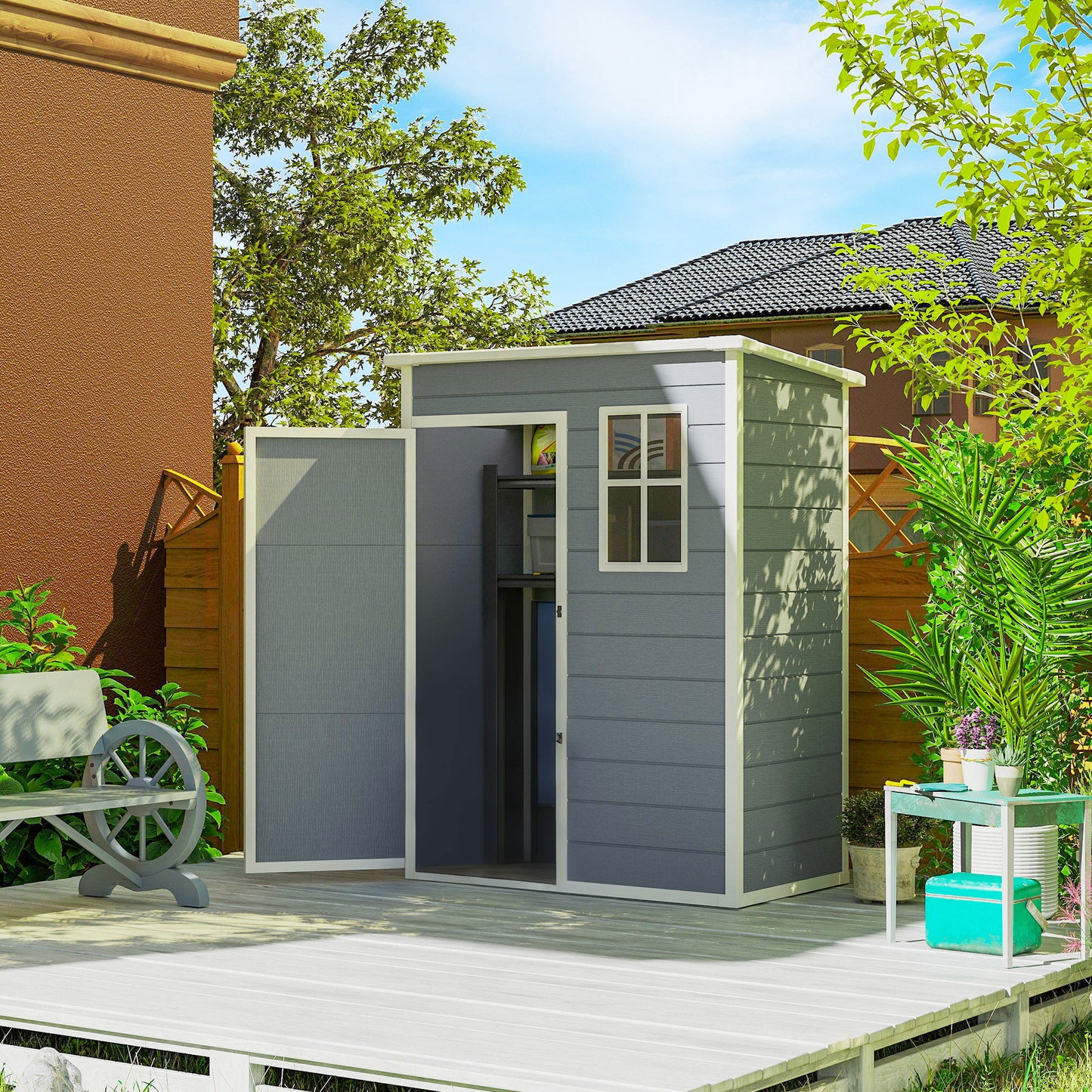 5' x 3' Plastic Garden Shed with Floor