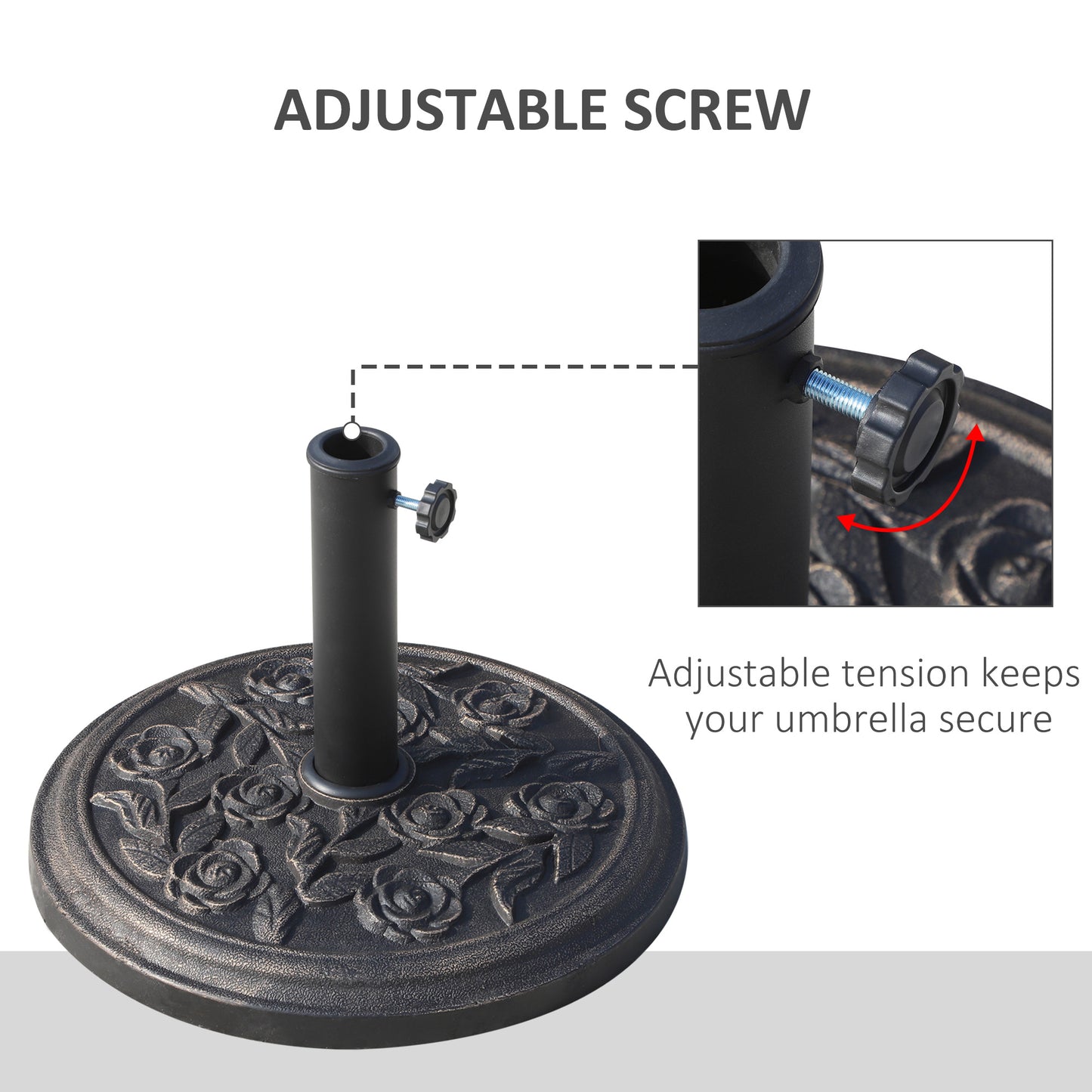 9kg Garden Parasol Base, Round Resin Cast Iron Effect Sun Umbrella