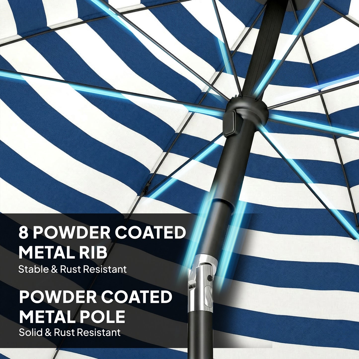 1.8 m Beach Umbrella Parasol with Sand Anchor (3)