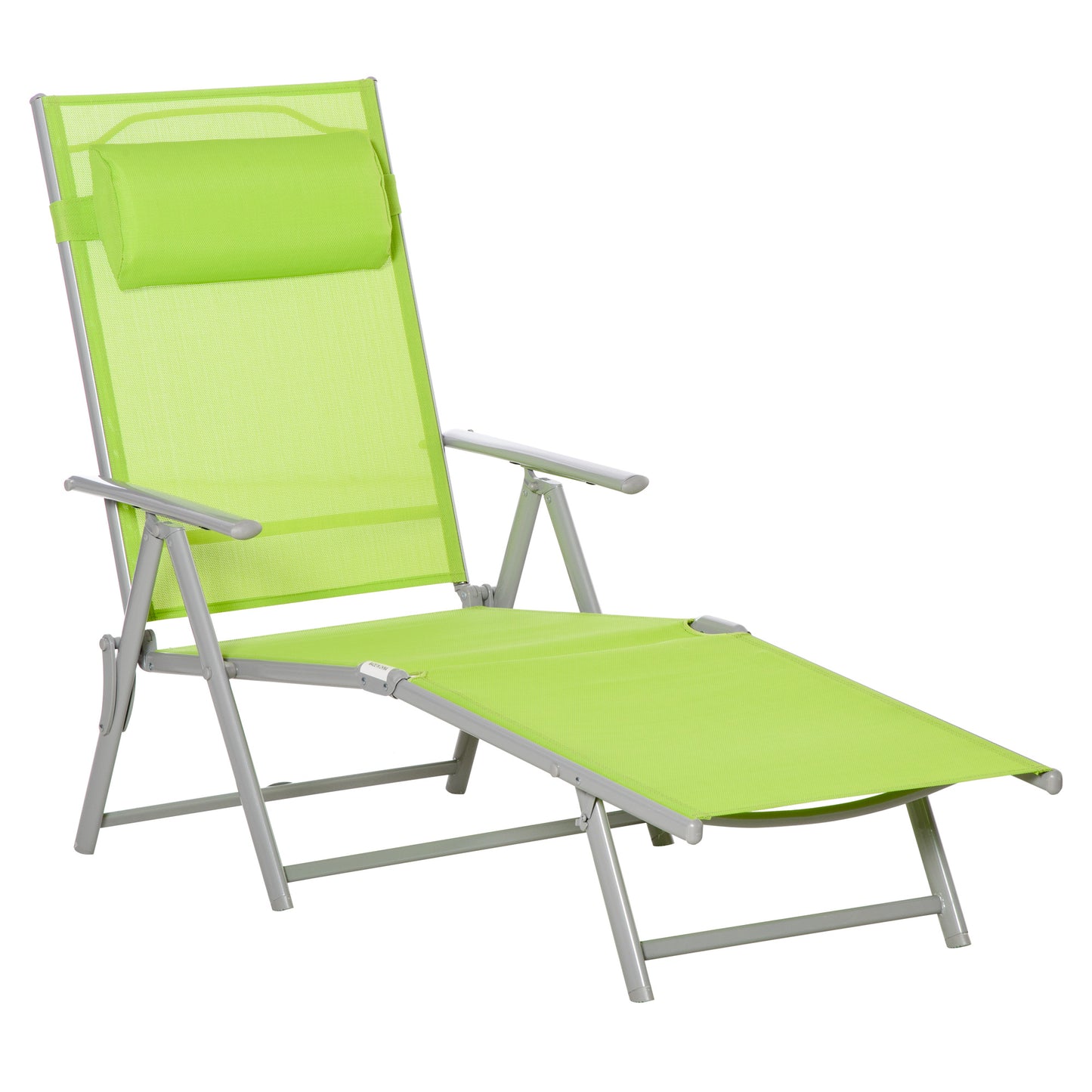 Folding Sun Lounger, Outdoor Chaise Lounge Recliner with Pillow