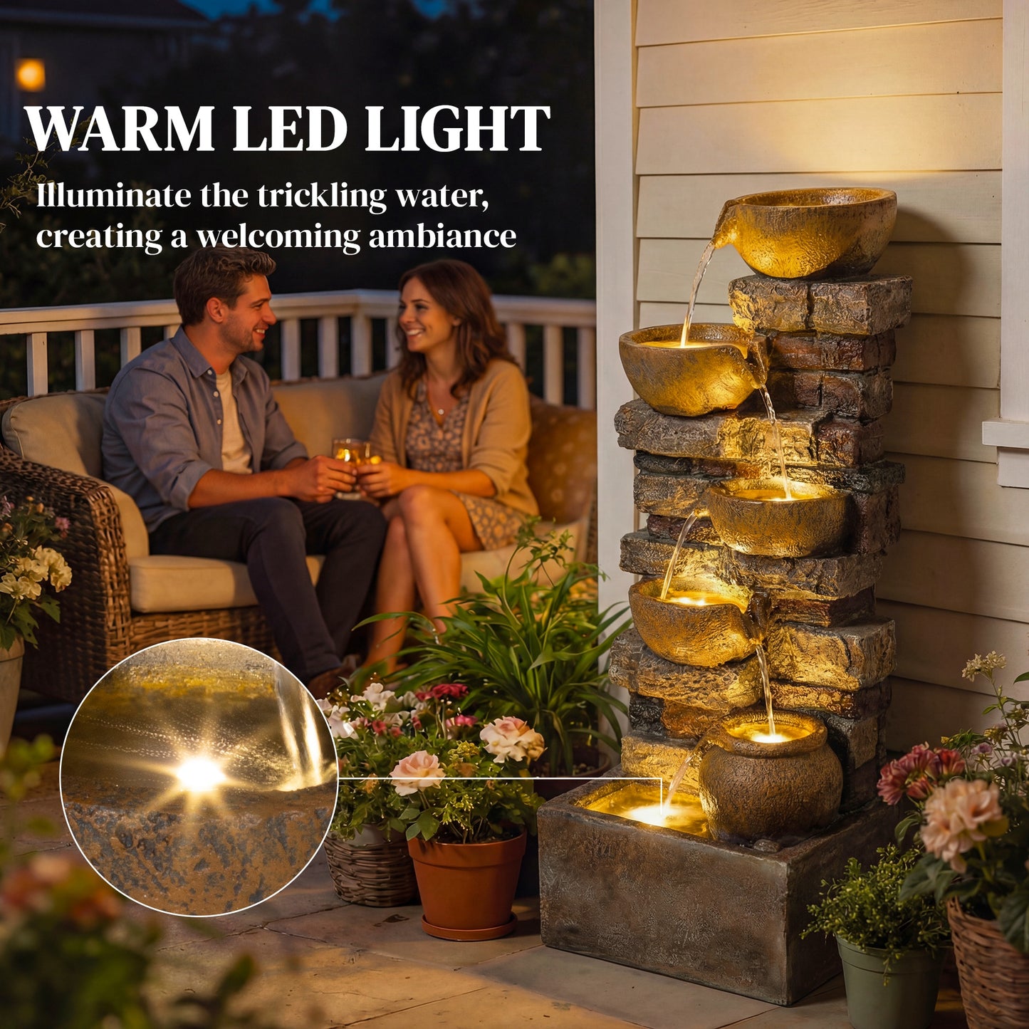 28" 5-Tier Outdoor Fountain