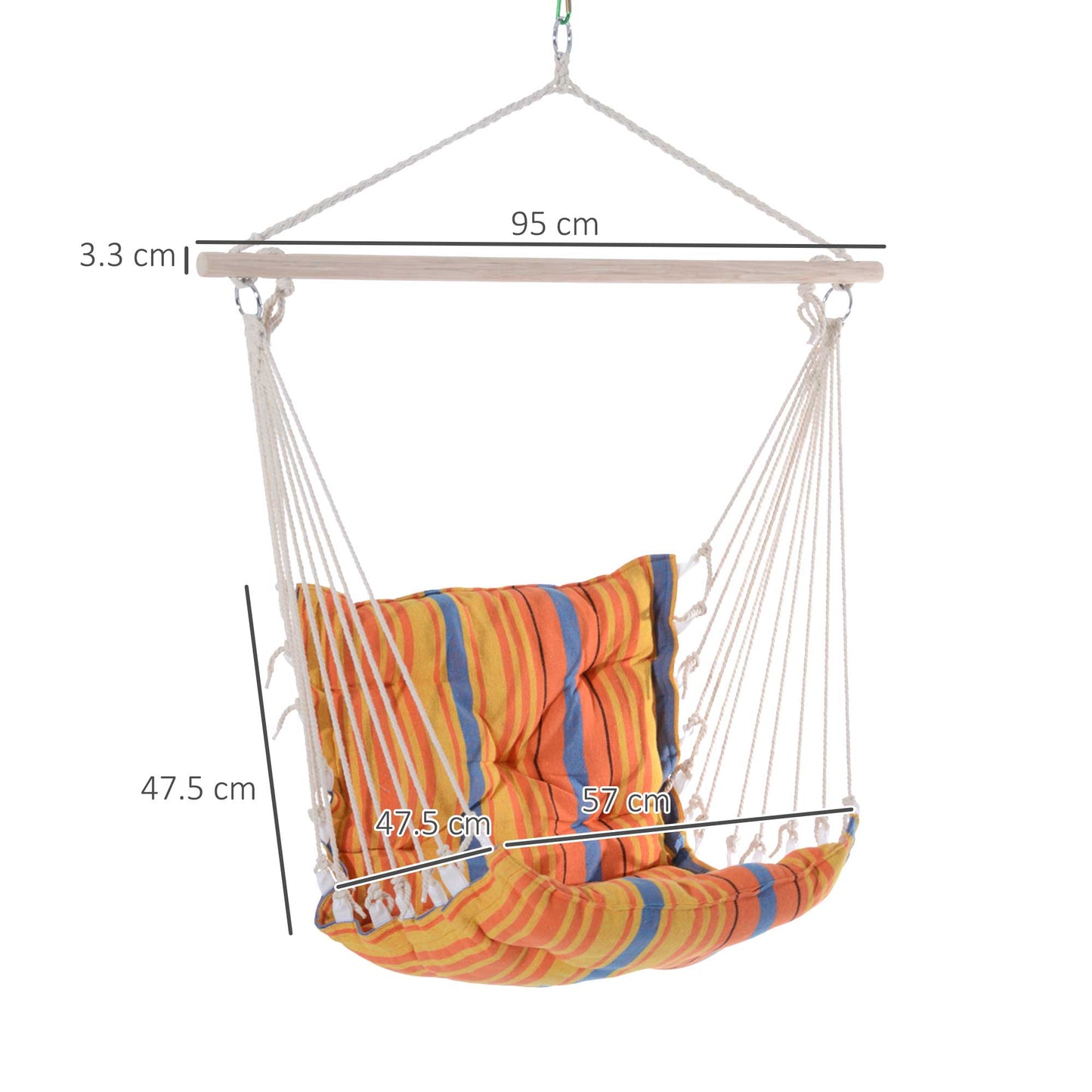 Outdoor Hanging Rope Chair with Soft Padded Seat & Backrest