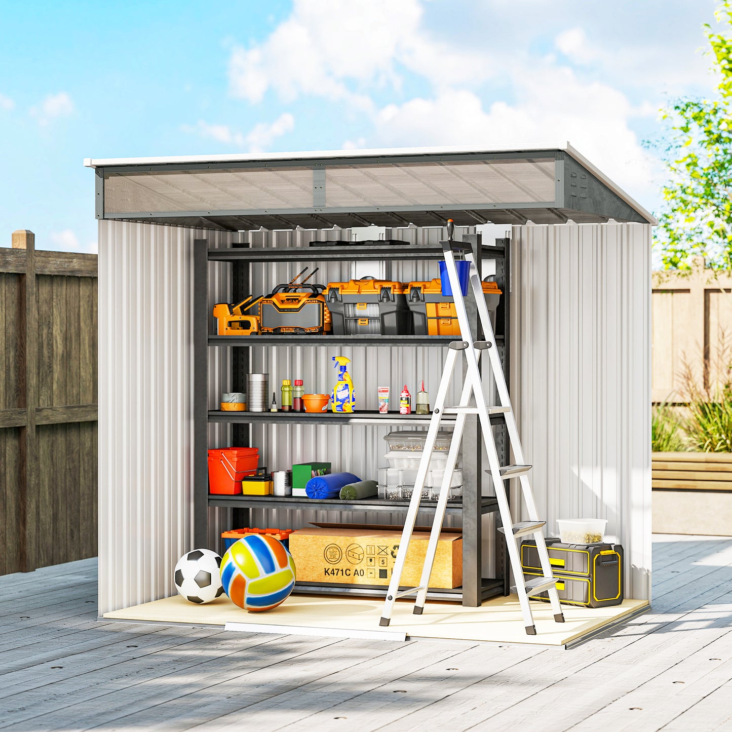 6.5 x 4FT Galvanised Metal Shed with Foundation Kit (1)