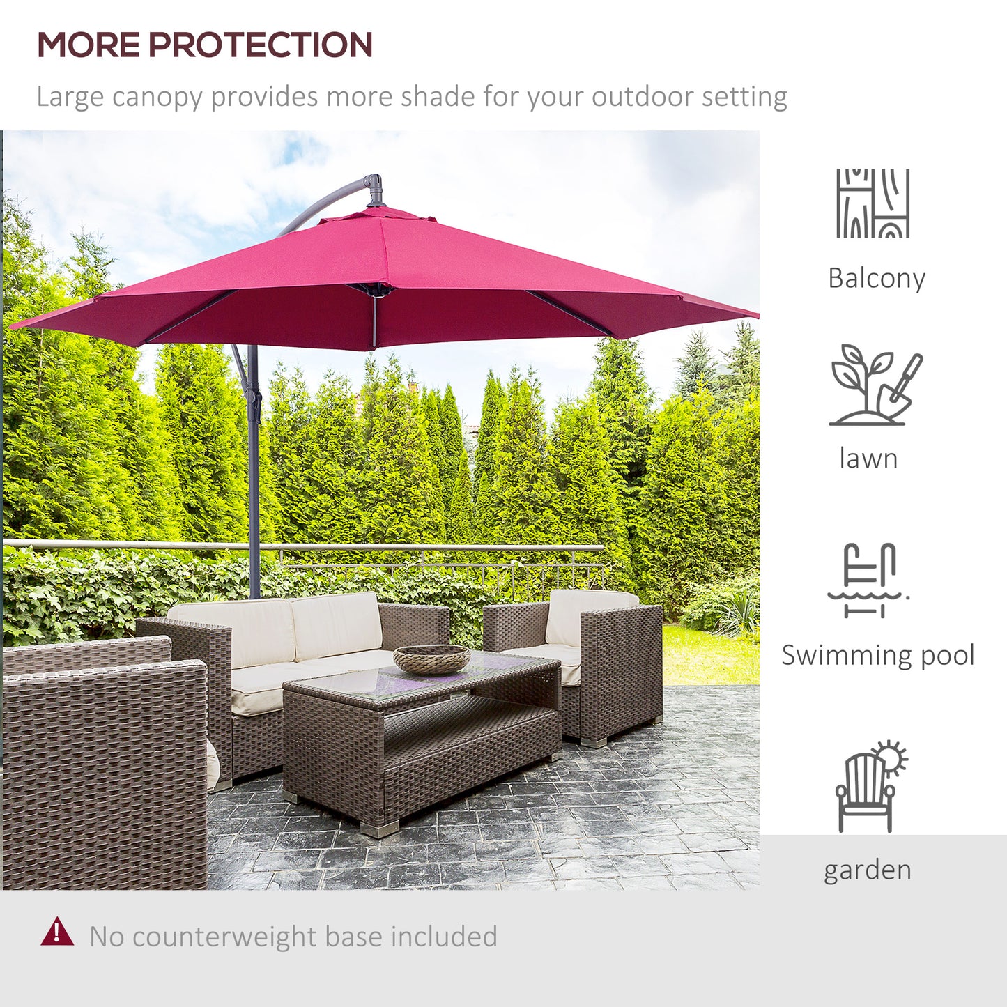 3m Water Resistant Terylene Hanging Parasol