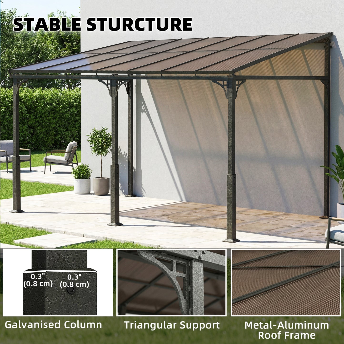 4 x 3 m Metal Lean-to Pergola (1)