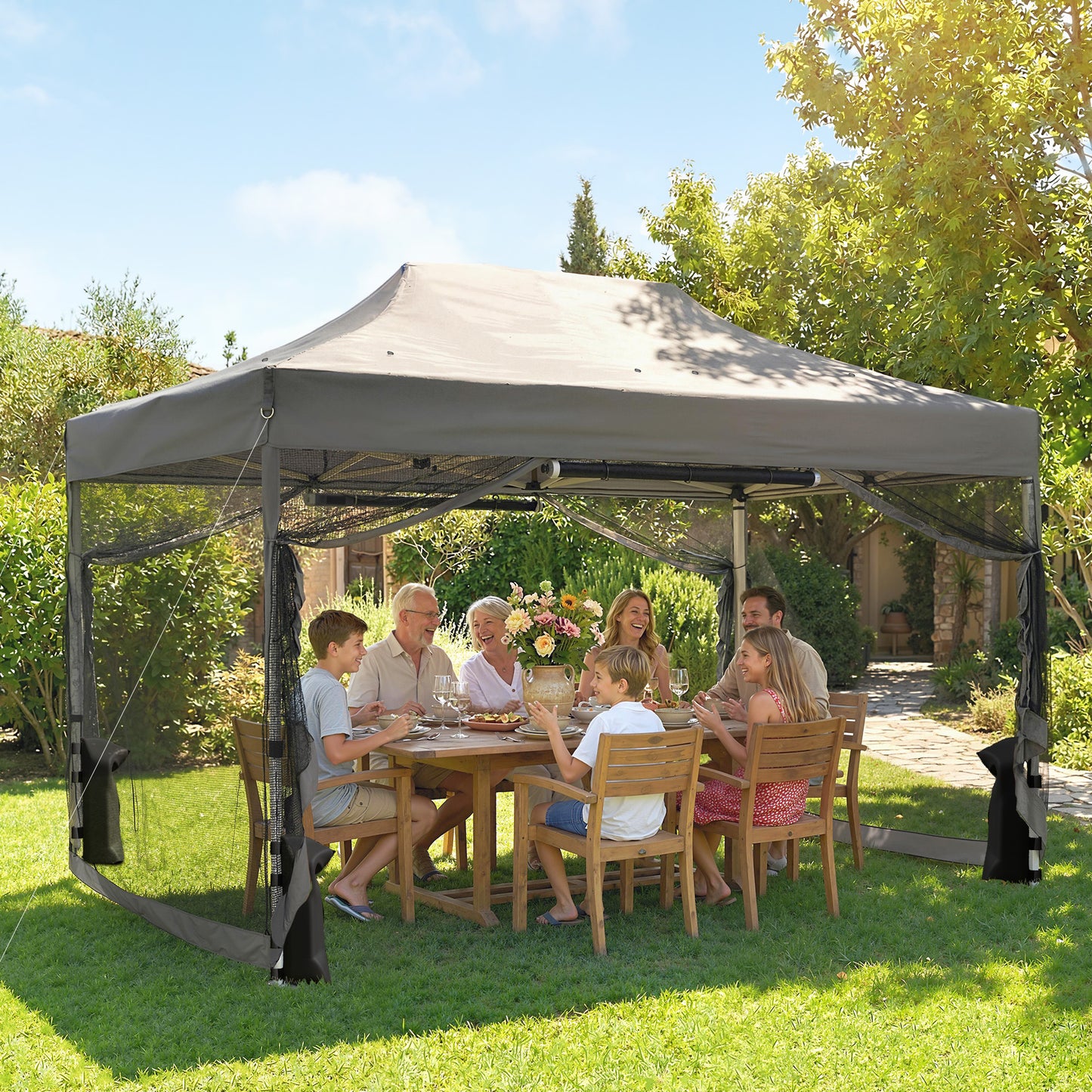 3 x 4.5 m Pop Up Gazebo with Mesh Nettings