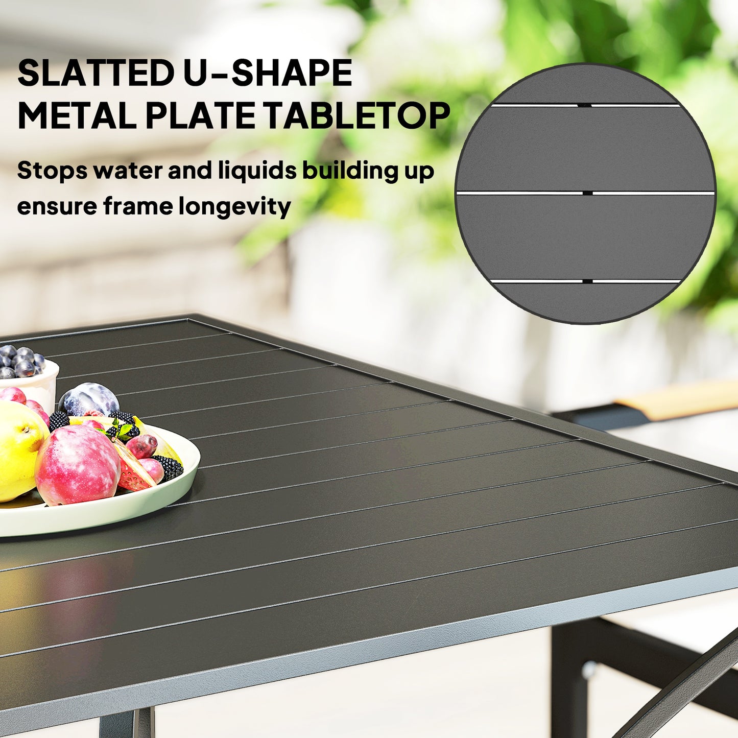 94 x 94 cm Garden Table with Parasol Hole