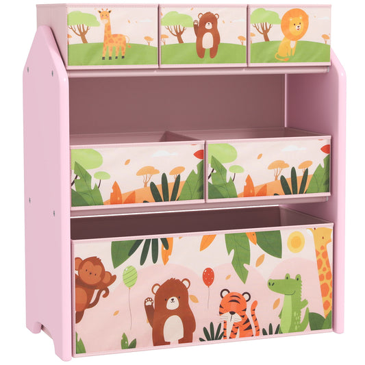 3-Tier Kids Toy Storage Unit with 6 Removable Storage Boxes