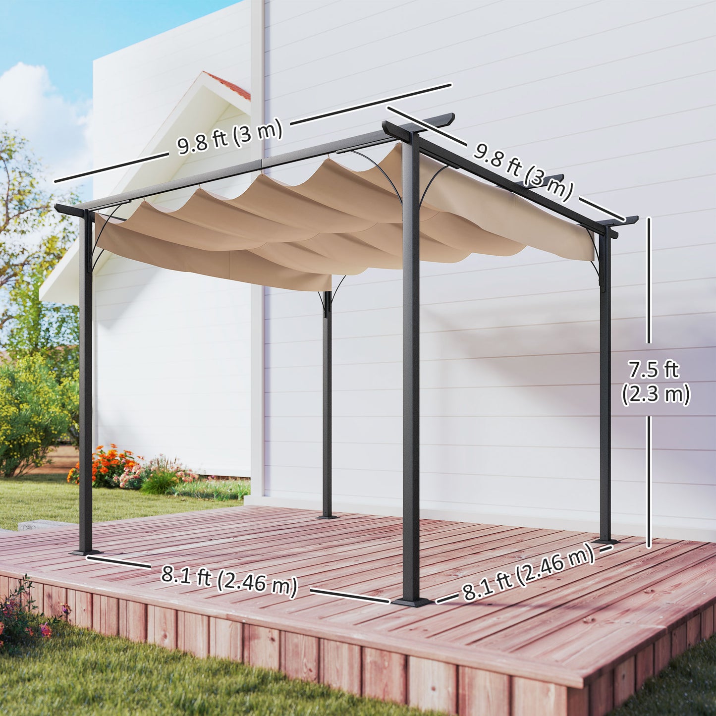 3 x 3(m) Metal Pergola with Retractable Roof