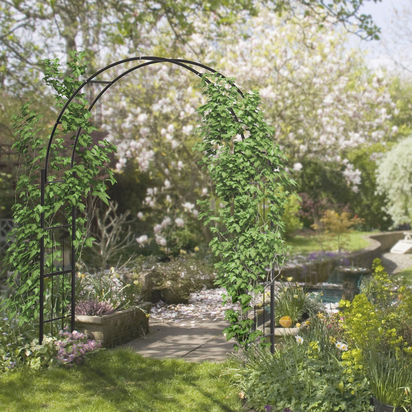 223cm Garden Arch Trellis, Outdoor Wedding Arbor for Ceremony