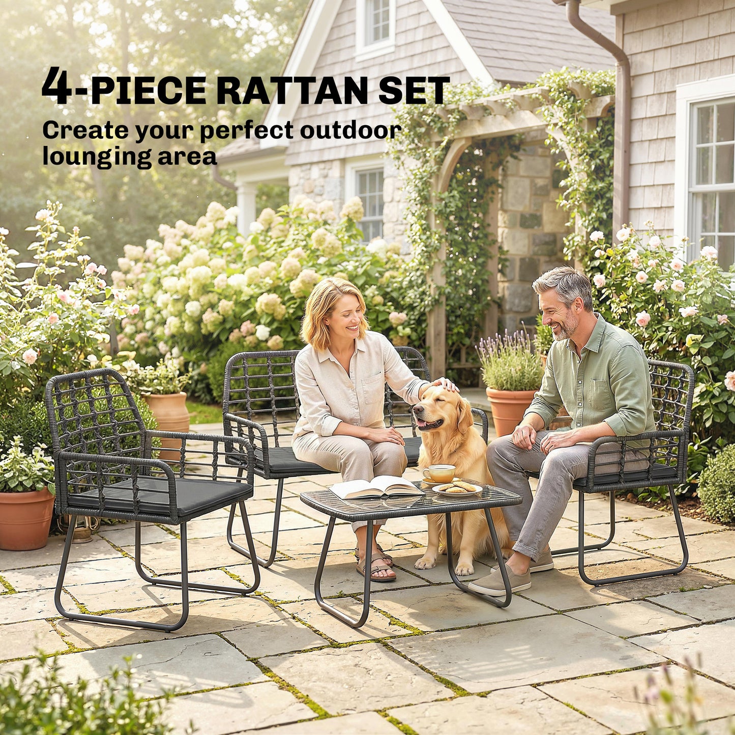 4 Piece Rattan Garden Furniture Set (2)