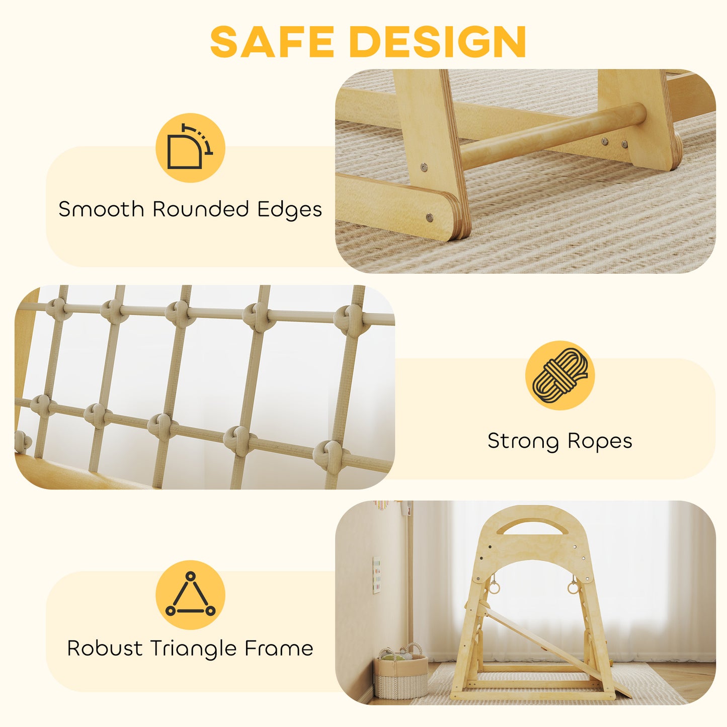 6 in 1 Kids Climbing Frame with Slide, Monkey Bars, Gymnastics Rings