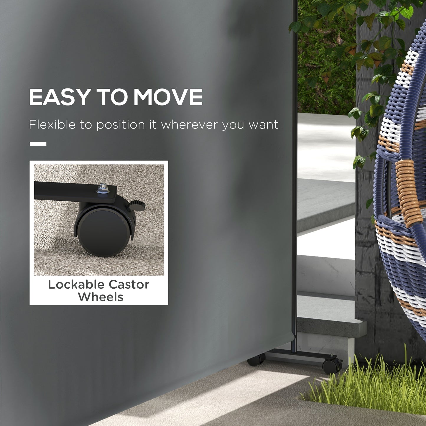 183 x 181cm Outdoor Privacy Screen, with Wheels