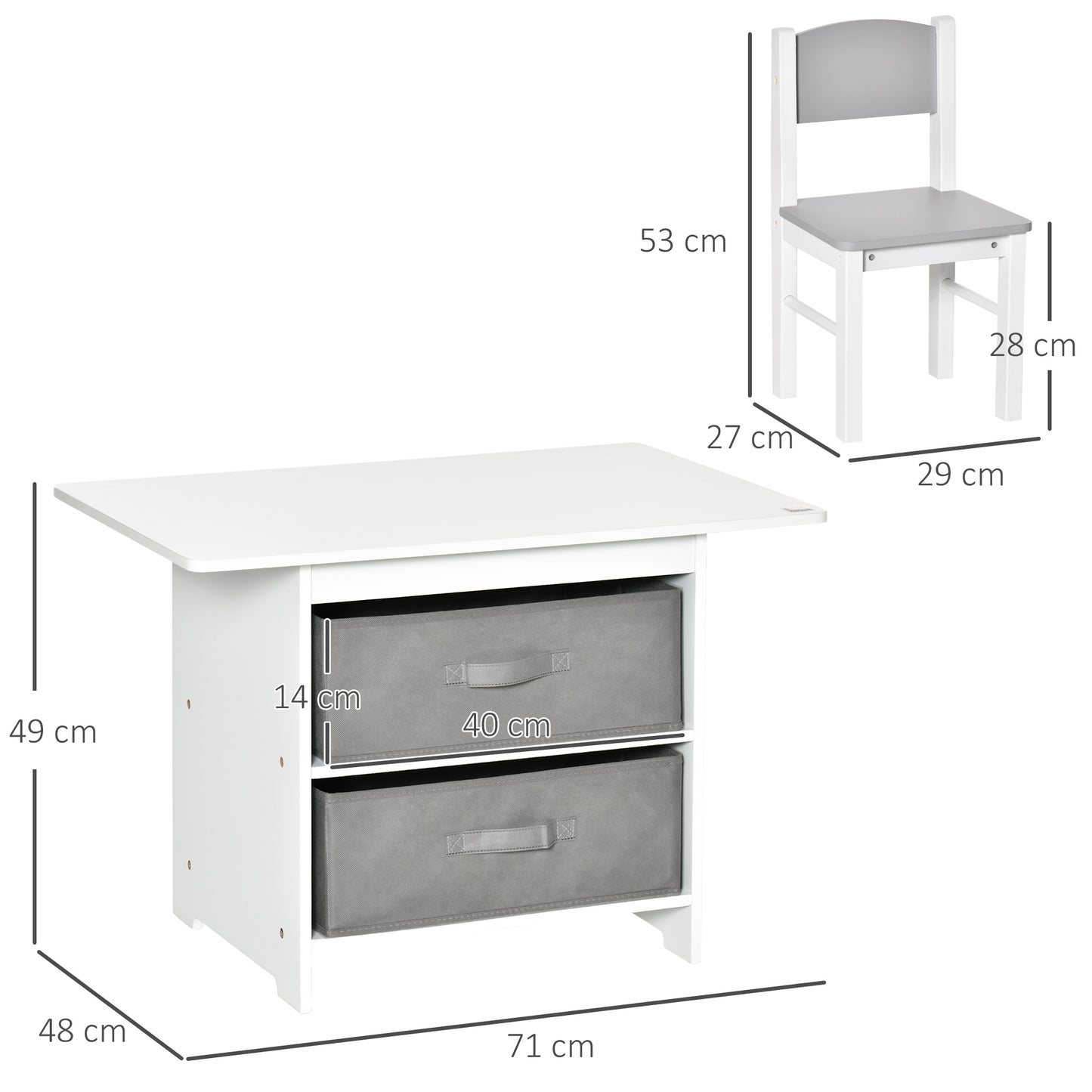 3 Pcs Kids Table & Chairs Set Mini Seating Furniture Home Playroom