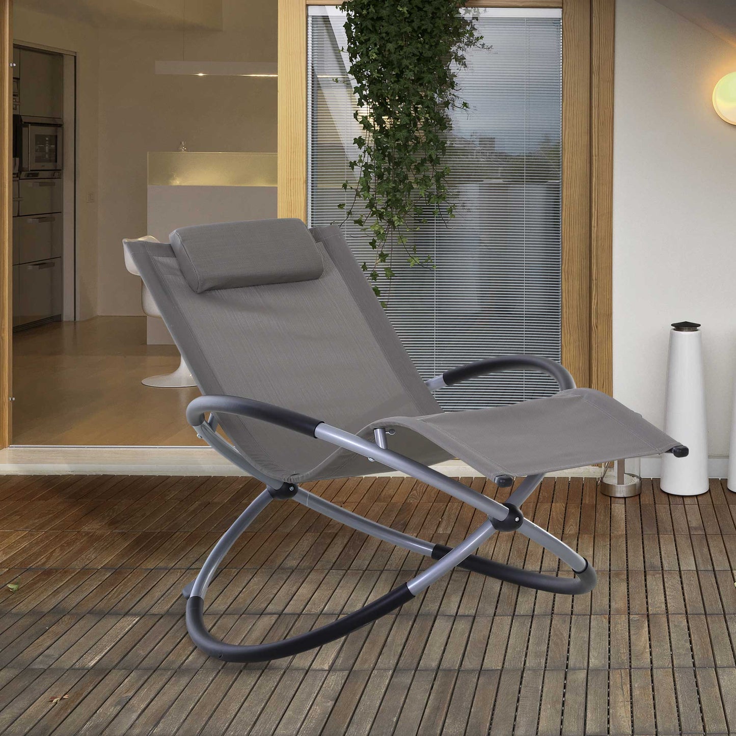 Outdoor Orbital Lounger Zero Gravity Patio Chaise Sun Lounger