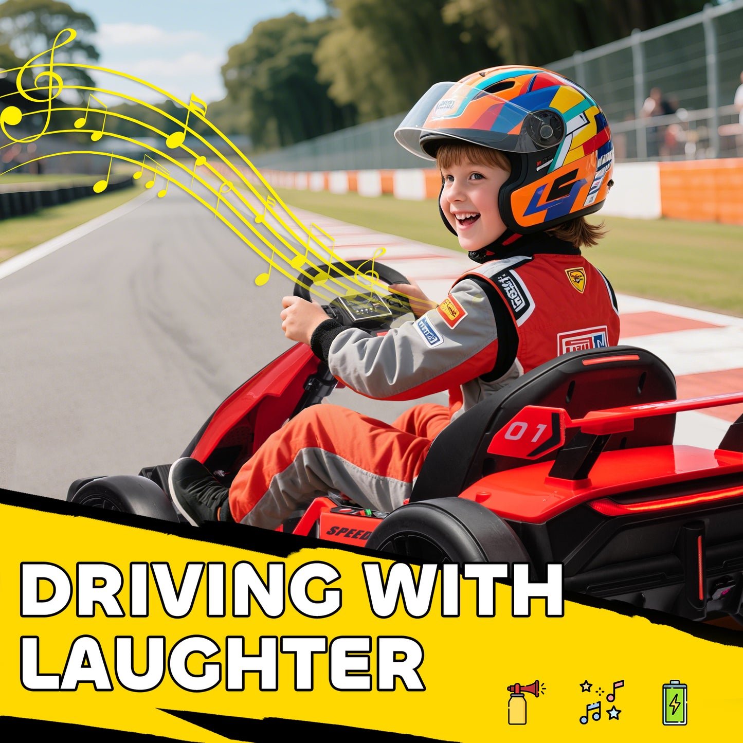 24V Electric Go Kart for Kids with Adjustable Seat for 6-12 Years