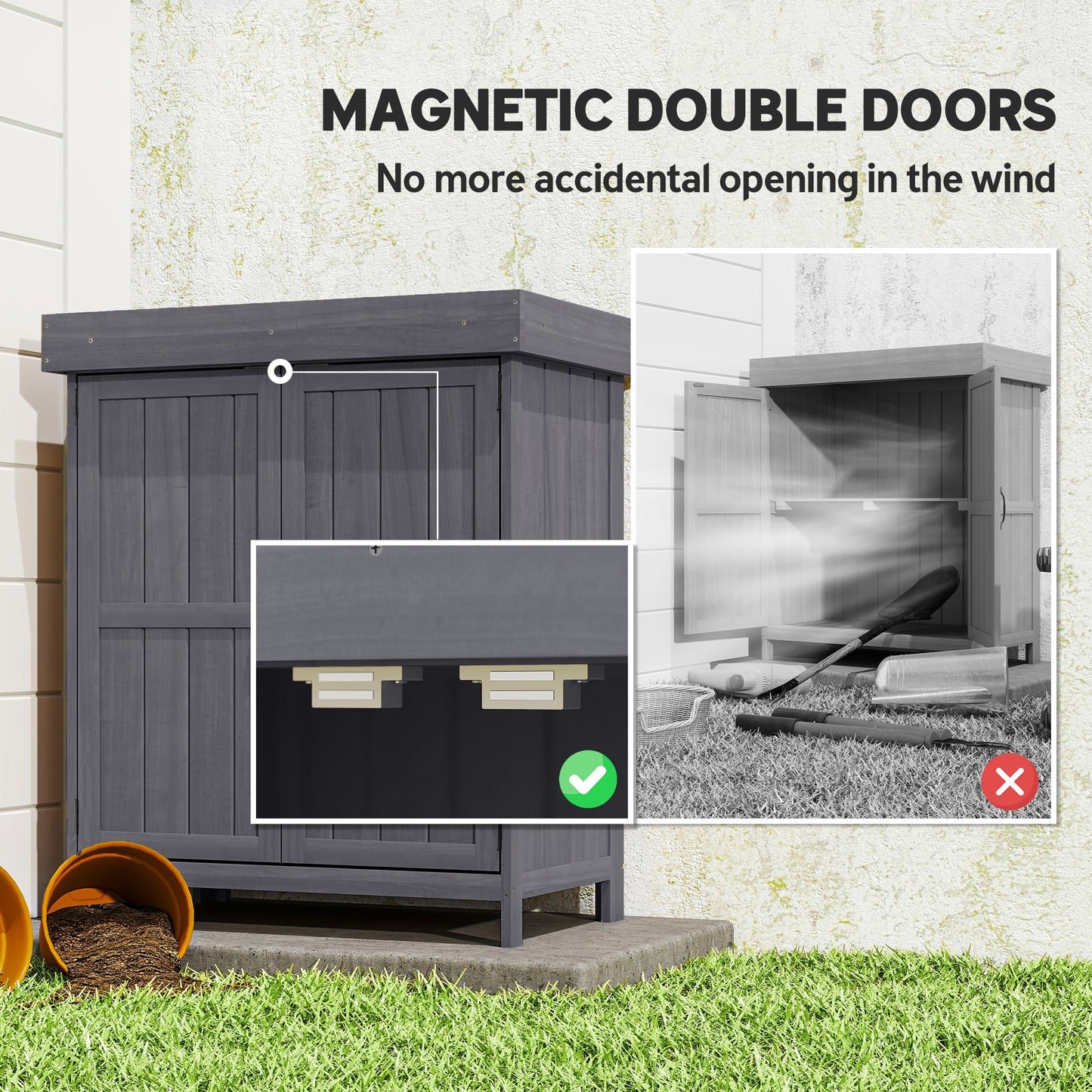 Small Shed, Wooden Garden Shed with Openable Hinged Roof