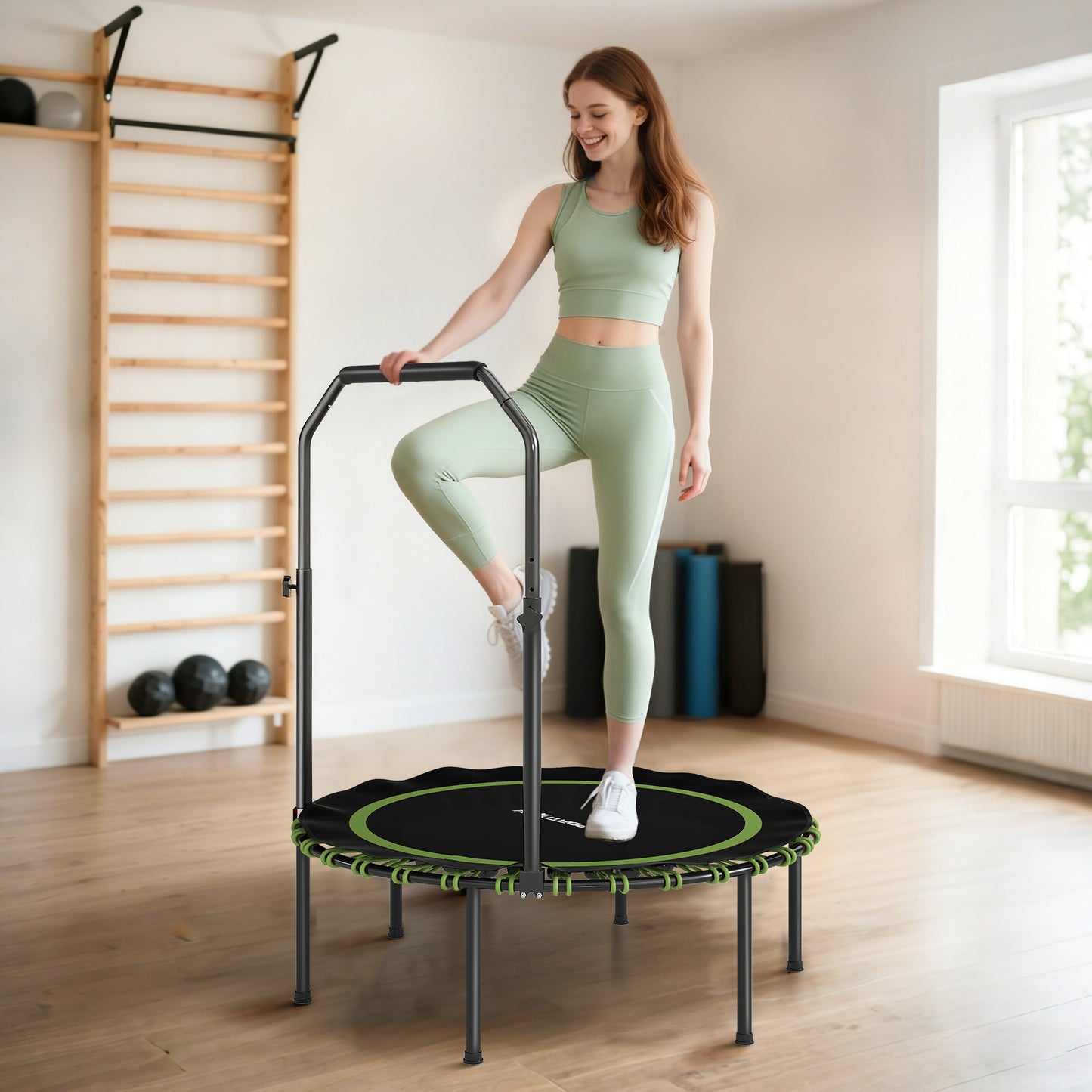 40" Foldable Fitness Trampoline Rebounder with Handle