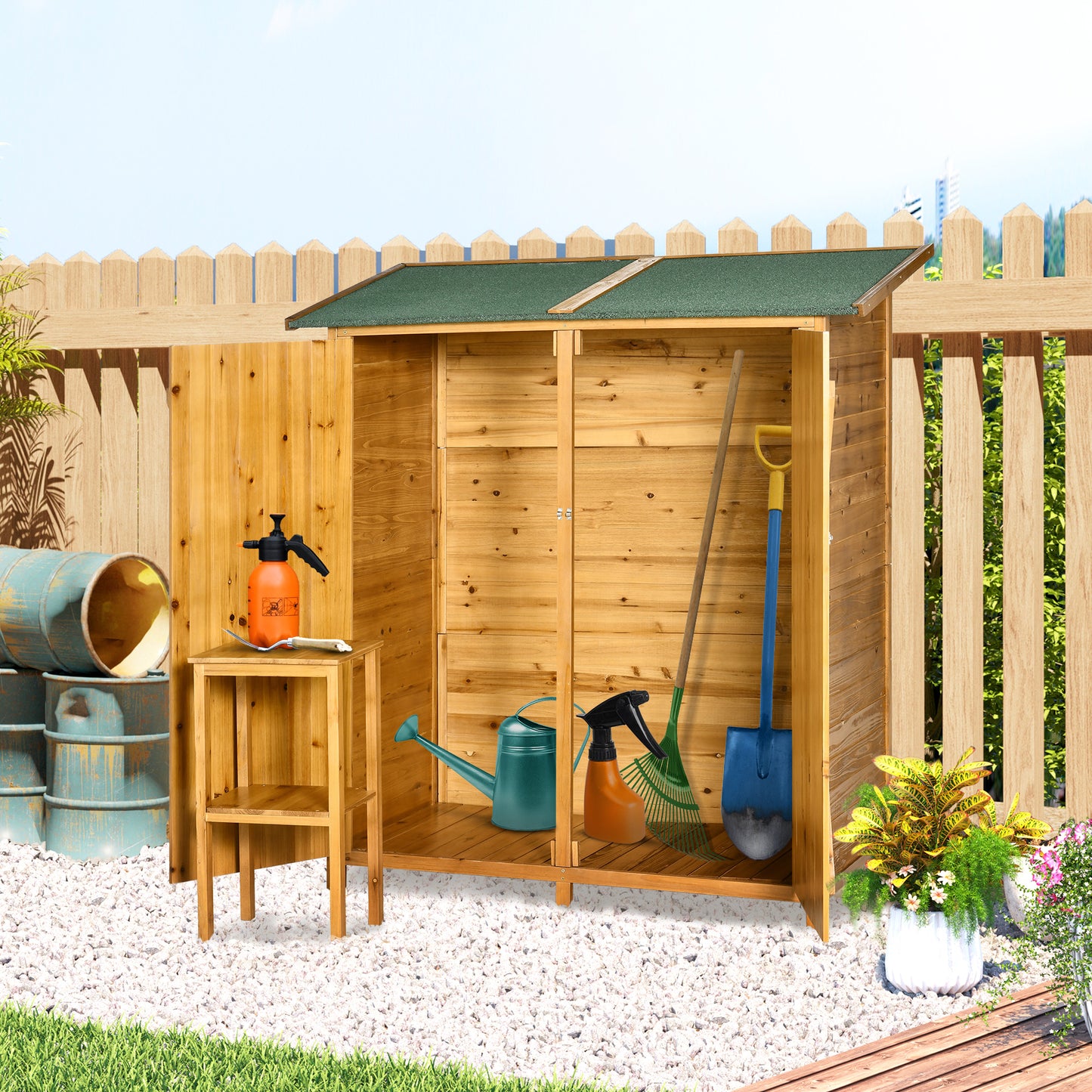 139 x 75 Fir Wood Garden Shed, with Asphalt Roof