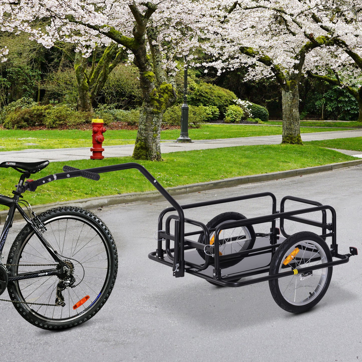 Bike Cargo Trailer Bicycle Trailer Cargo Storage Cart w/ Hitch