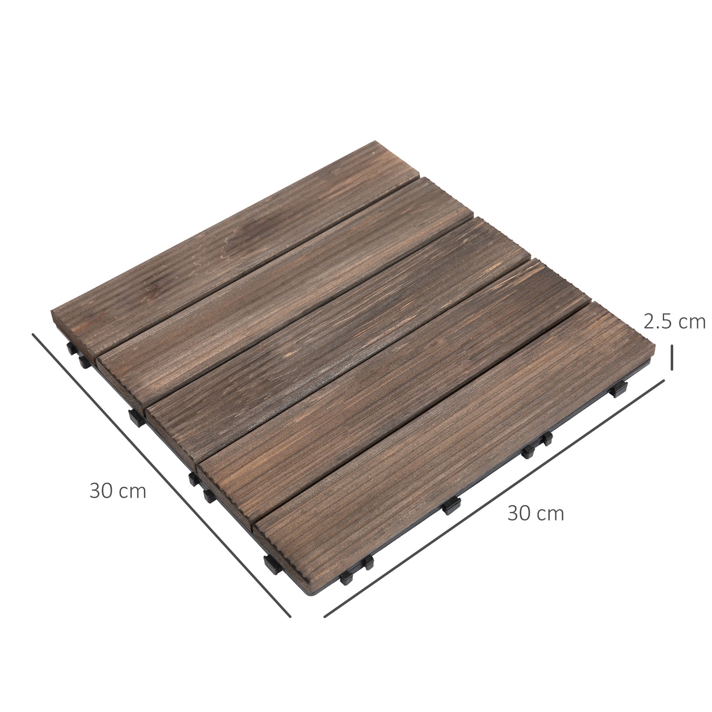 27 Pcs Solid Wood Interlocking Decking Tiles For Patio, Balcony