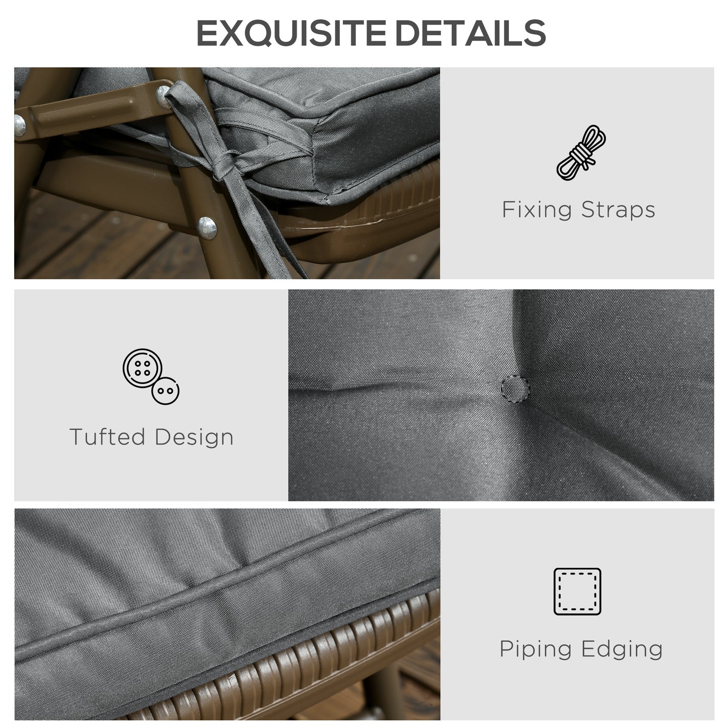 Garden Seat Cushion with Ties